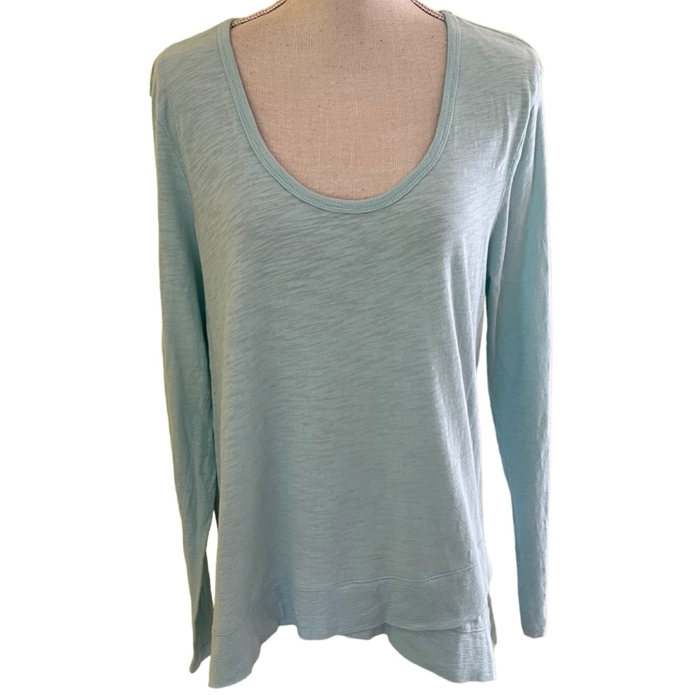 Sundance Light Blue Green "Latitudes" Long Sleeve Tee L